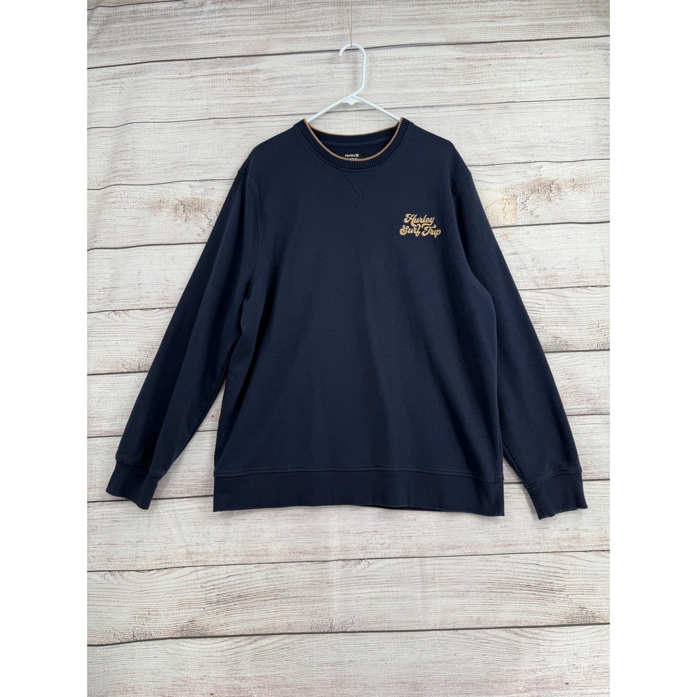 Hurley Sweatshirt Men XL Navy Blue Surf Trip Embroidered Crew HFA23VMP-07400